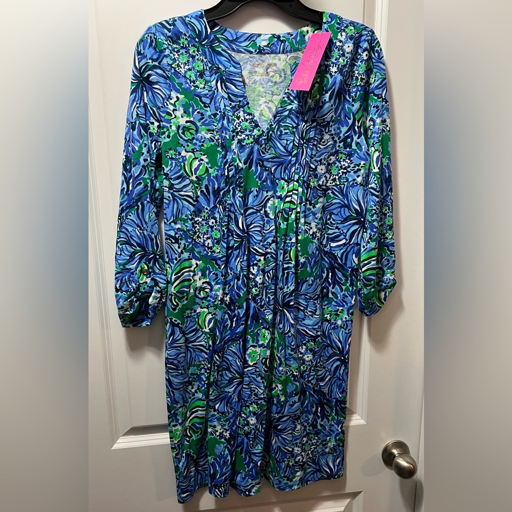 Lilly Pulitzer Blue and Green Floral Dress